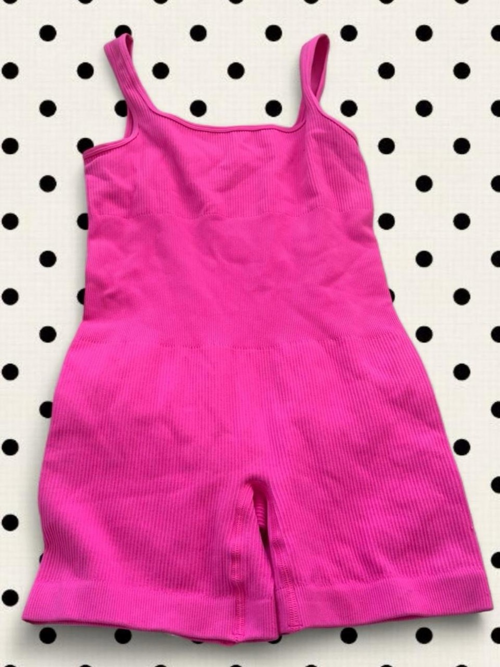 ' Pink Ribbed Tank Short Romper